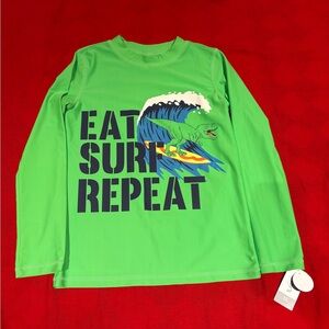 NWT Neon Green Carter’s Size 12 Boys Long Sleeve Rashguard Swim Shirt